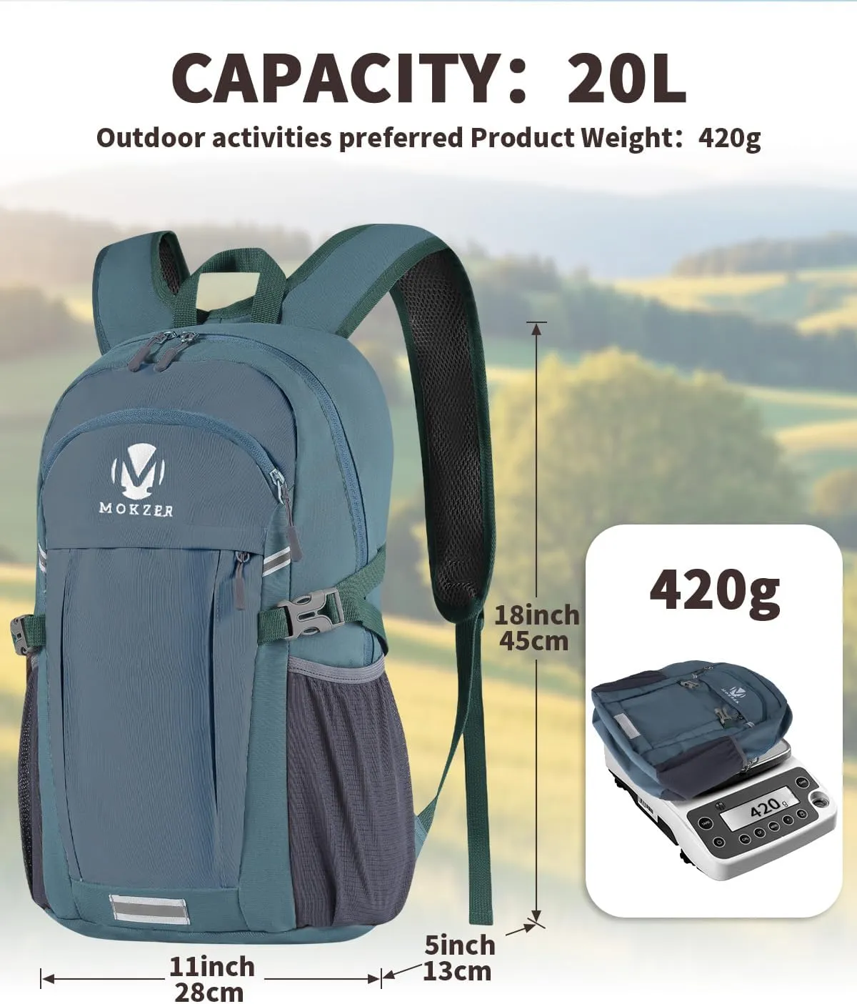 Hiking Backpack Lightweight 20L Water Resistant Shoulder Daypack Women Men for Outdoor,Traveling,Climbing,Camping(Blue A)