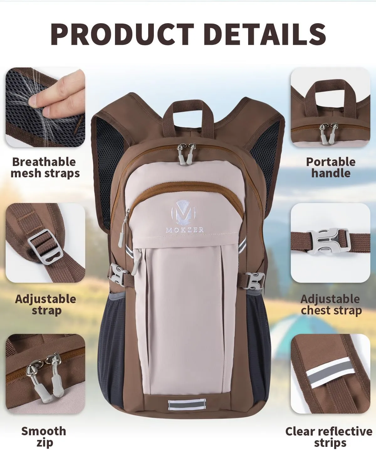 Hiking Backpack Lightweight 20L Water Resistant Shoulder Daypack Women Men for Outdoor,Traveling,Climbing,Camping(Pinkbrown)