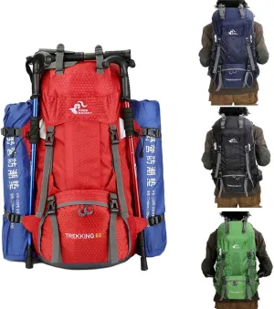 Hiking Backpack Outdoor Camping Backpack Waterproof Mountaineering Rucksack Hiking Molle Sport Bag 60L