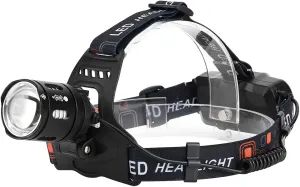 Hilitand P50 LED Headlight Fashlight 3500lm, Large Lens, Adjustable Strap, Lightweight, for Night Running, Walking, Camping, Night Fishing (Black)