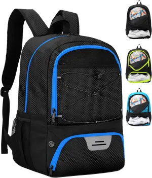 HMLIN Soccer Backpack,Basketball Backpack with Ball Compartment &Shoe Compartment,Sports Bag for Basketball,Soccer,Football& Volleyball