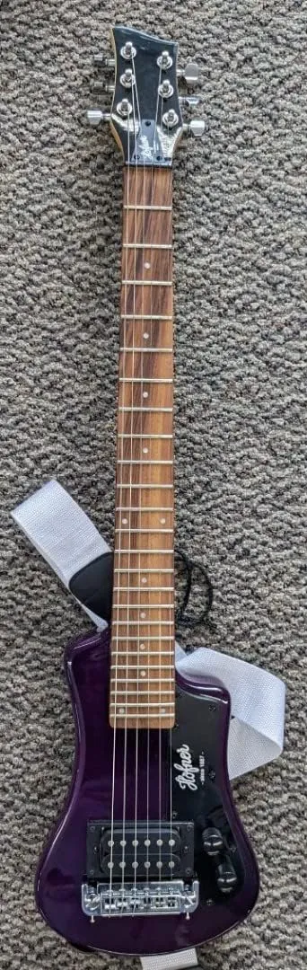 Hofner 6 String Shorty Electric Travel Guitar-Purple w/Gig Bag, Right Handed, (HCT-SH-PU-O)