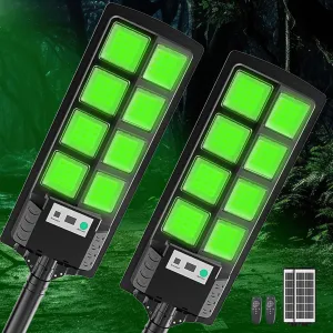 Hog Lights for Night Hunting, Solar Light for Coyote, Deer, Fish, Reaction Motion Trapping Kit Outdoor Activated Feeder Accessories Wildlife Cordless Outside Lighting with Remote (2pack)