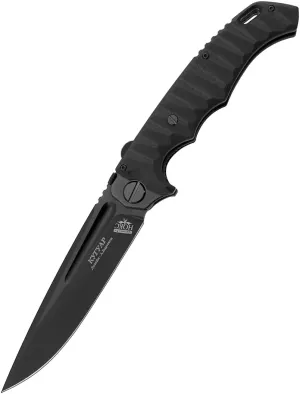 HOKC Cougar | 332-709406 | Pocket Knife with Liner Lock, Ball Bearing Opening, G10 Handle, Ambidextrous Thumb Stud, D2 Stainless Steel Blade, Black Titanium Coated Utility Knife
