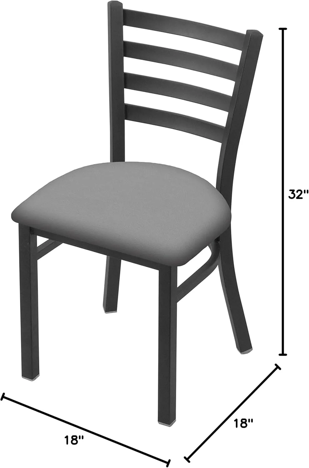 Holland Bar Stool Co. 400 Jackie 18" Chair with Pewter Finish and Canter Folkstone Grey Seat