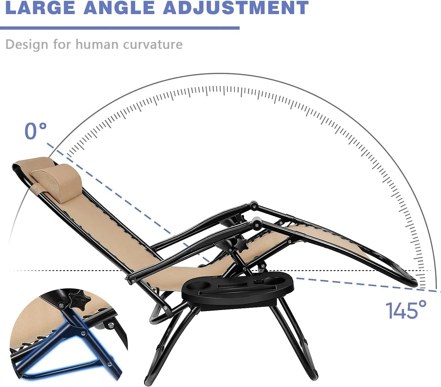 Homall Zero Gravity Chair Adjustable Folding Lawn Lounge Chairs Outdoor Lounge Gravity Chair Camp Reclining Lounge Chair with Pillows for Poolside Backyard and Beach Set of 2 (Cream-Coloured)