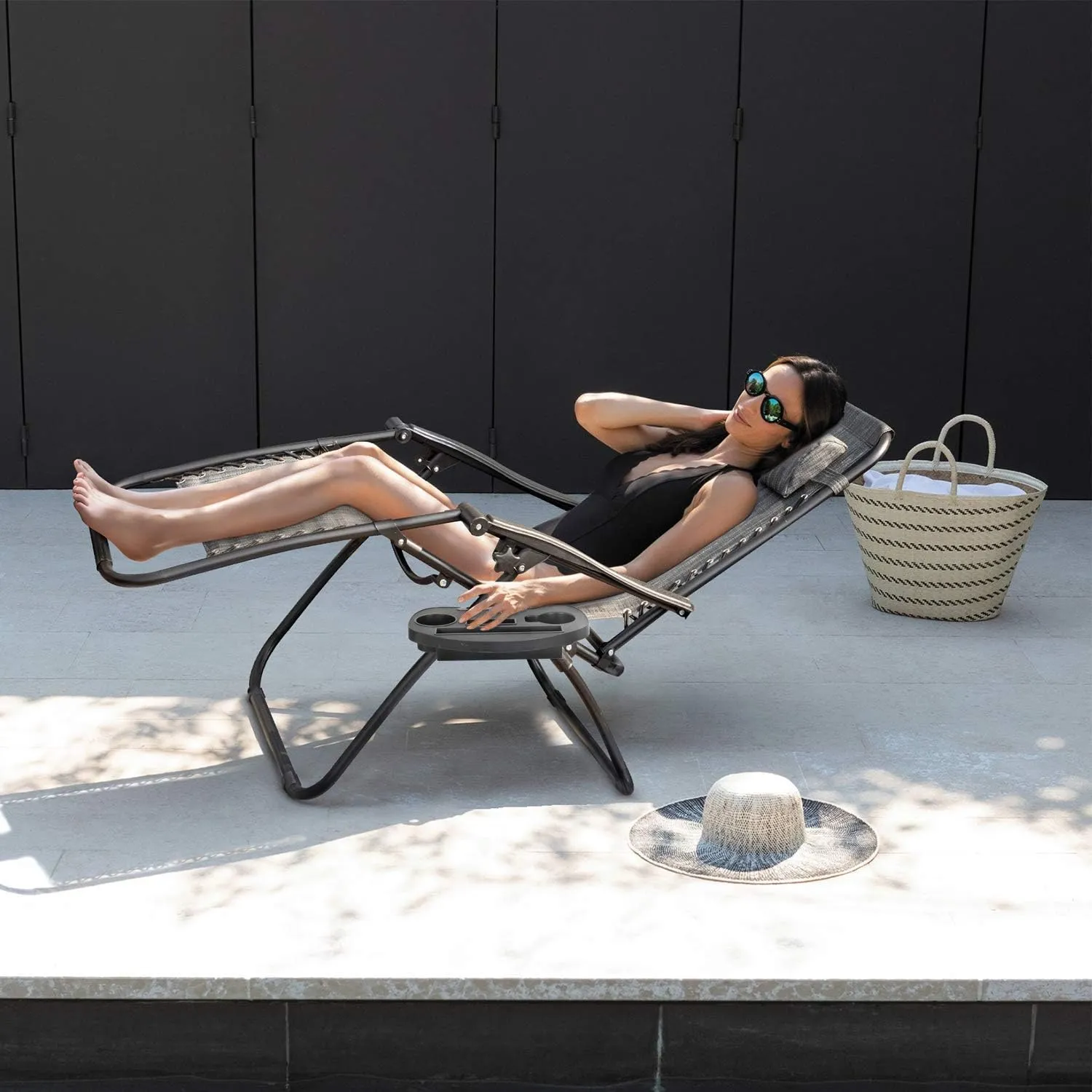 Homall Zero Gravity Chair Adjustable Folding Lawn Lounge Chairs Outdoor Lounge Gravity Chair Camp Reclining Lounge Chair with Pillows for Poolside Backyard and Beach Set of 2 (Double-Gray)