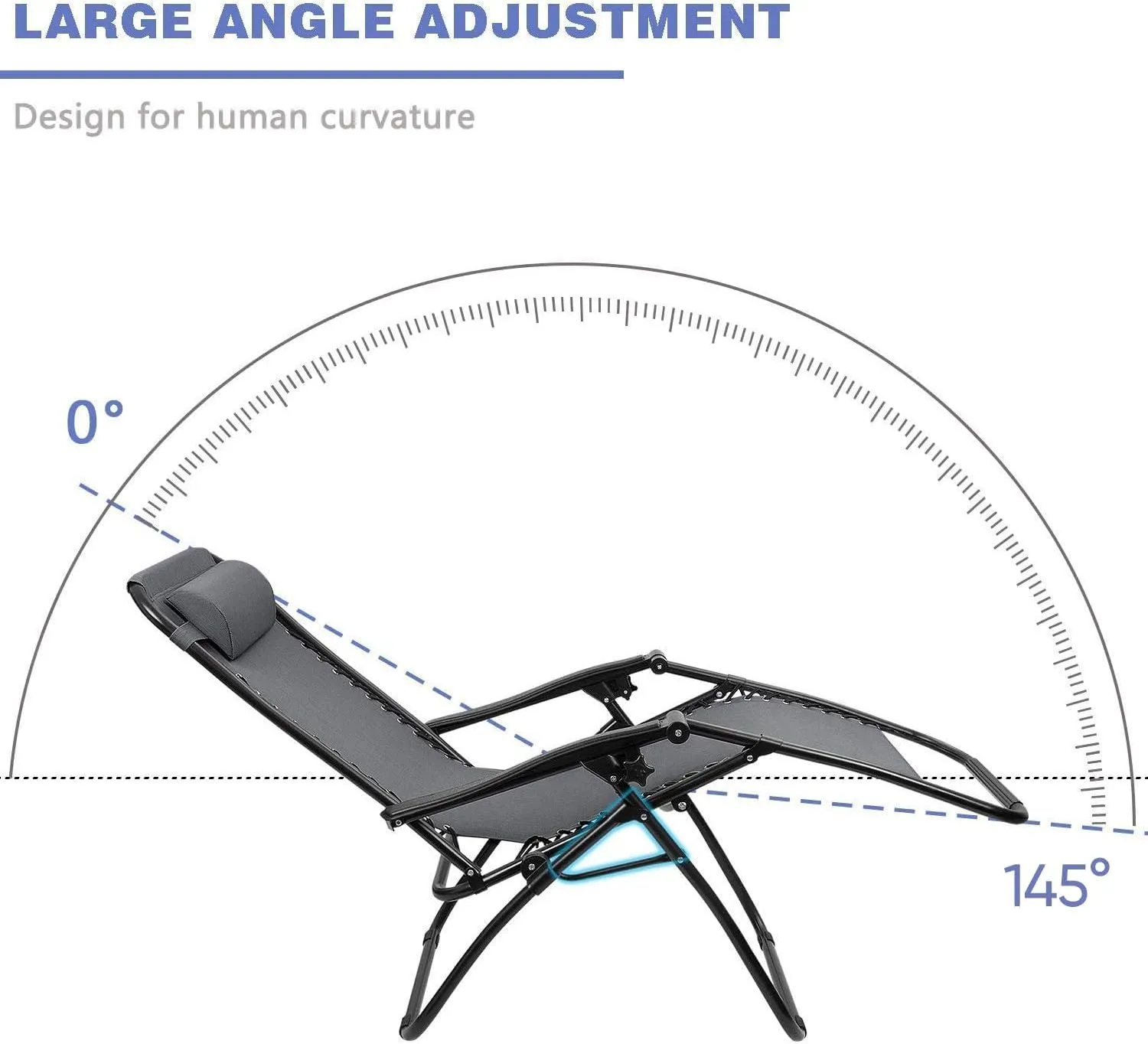 Homall Zero Gravity Chair Patio Folding Lawn Lounge Chairs Outdoor Lounge Gravity Chair Camp Reclining Lounge Chair with Pillows for Poolside Backyard and Beach Set of 2 (Gray)