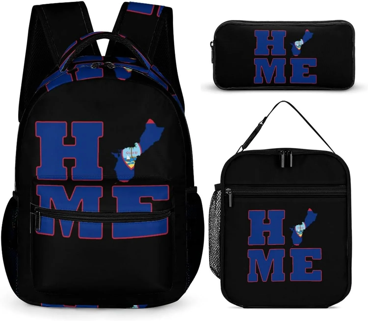 Home Flag Map Cute Backpack Set with Lunch Bag and Pencil Case Lightweight Bags Sets