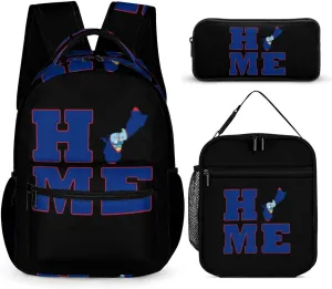 Home Flag Map Cute Backpack Set with Lunch Bag and Pencil Case Lightweight Bags Sets