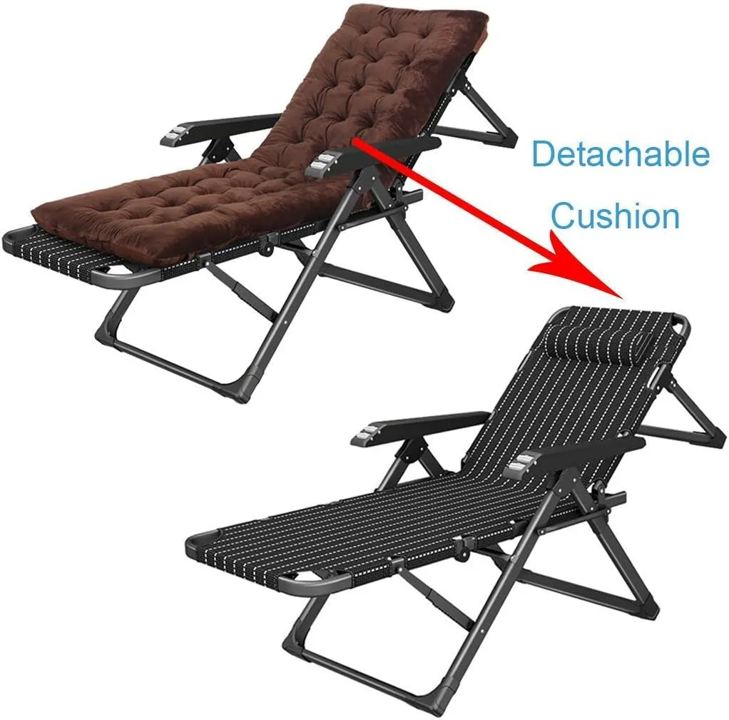 Home Leisure Chair Garden Lounge Chair Portable Folding Sun Lounger Recliner Chairs with Cushion Outdoor Deck Chairs s for Outdoor Patio, Camping(Brown)