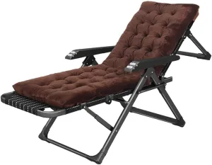 Home Leisure Chair Garden Lounge Chair Portable Folding Sun Lounger Recliner Chairs with Cushion Outdoor Deck Chairs s for Outdoor Patio, Camping(Brown)