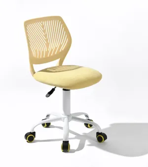 Homy Casa Armless Home Office Desk Chair, Colorful Task Chair with Soft Mesh Padded Cushion, Height Adjustable Swivel Study Computer Chair for for Girls Boys Teens (Yellow, 1PC)