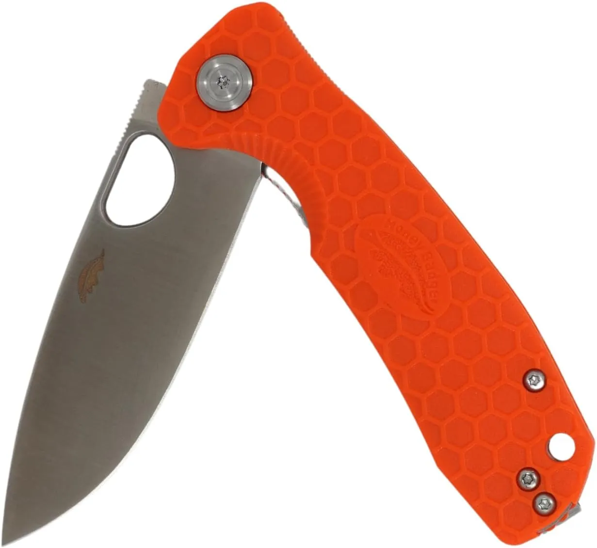 Honey Badger Medium Pocket Knife EDC Drop Point Folding Utility Knife 3.2" Steel Blade Reversible Pocket Clip - (2.9oz) Drop Point Medium Orange D2 HB1060