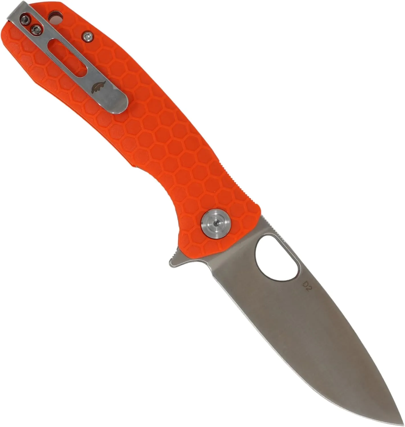 Honey Badger Medium Pocket Knife EDC Drop Point Folding Utility Knife 3.2" Steel Blade Reversible Pocket Clip - (2.9oz) Drop Point Medium Orange D2 HB1060