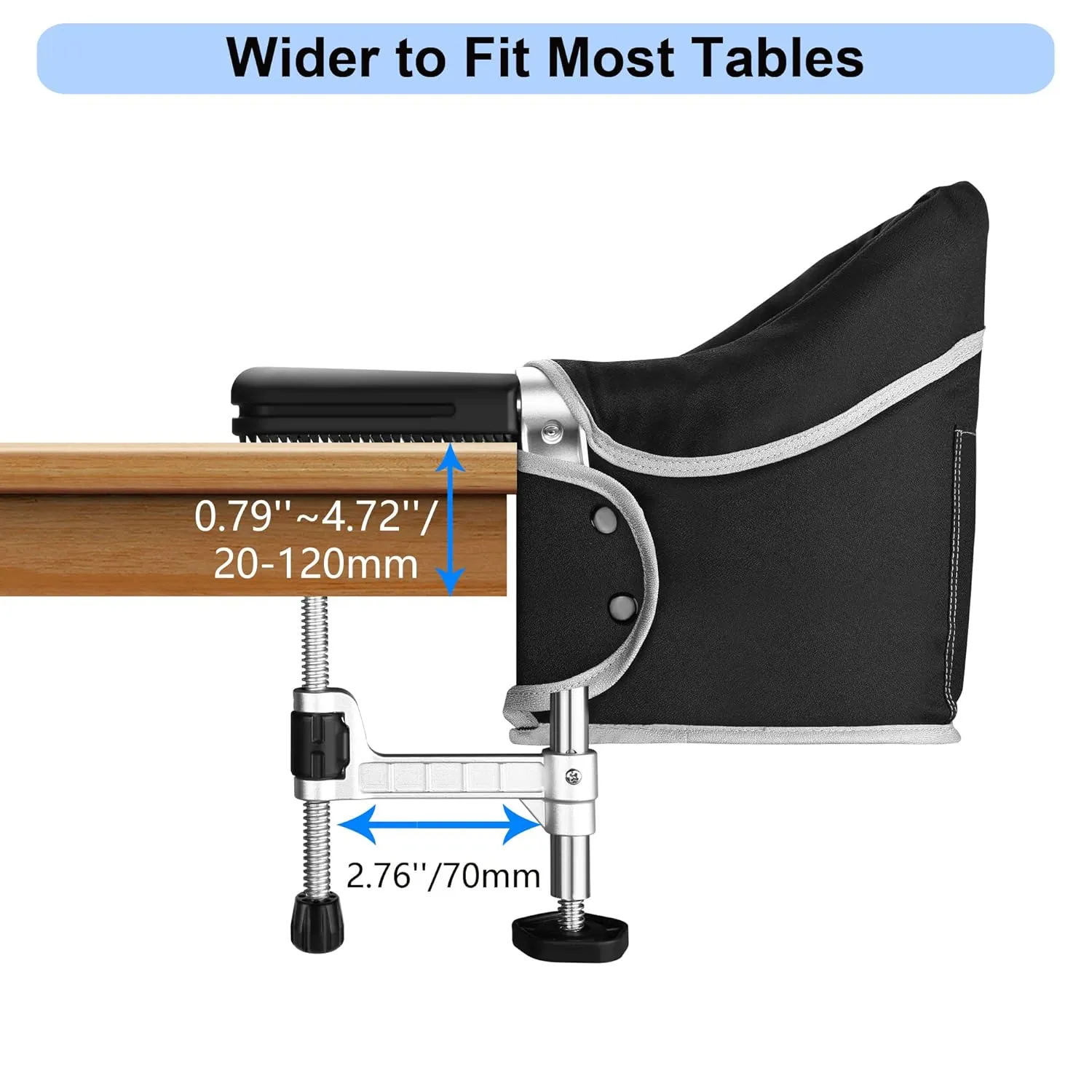 Hook on Chair with Removable Dining Tray, Portable Clip on High Chair Use at Most Tables, Table Attached high Chair with Carry Bag, Fast Table Chair Travel Feeding Seat for Baby & Toddlers (Brown)