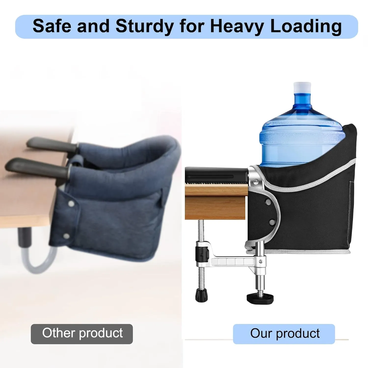 Hook on Chair with Removable Dining Tray, Portable Clip on High Chair Use at Most Tables, Table Attached high Chair with Carry Bag, Fast Table Chair Travel Feeding Seat for Baby & Toddlers (Brown)