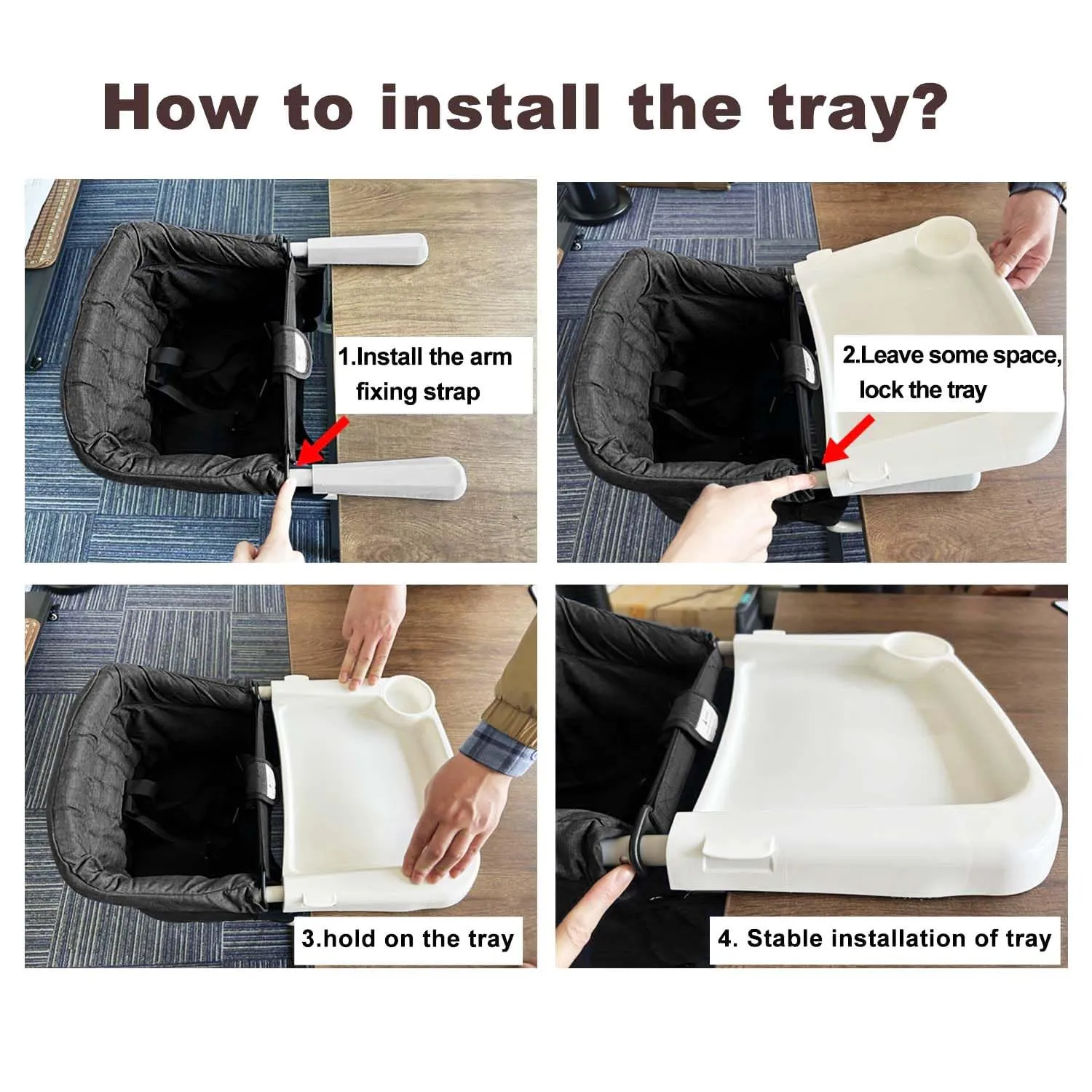 Hook On High Chair with Tray, Fast Table Chair for Baby Toddler, Portable Feeding Seat Attaches to Table, Washable for Travel Outside