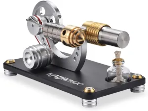 Hot Air Stirling Engine Model Kit with Generator,Single-Cylinder Sterling Kit,Ready-to-Start Full Metal Engine,Copper Head,Precision CNC Parts,for STEM Demo & Relieve Work Stress