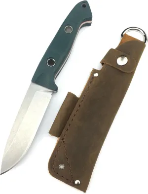 HUAAO 9.1 Inch Buschcrafter 162 Fixed Blade Knife with Sheath, Outdoor Hunting Knife with 3.9 Inch 7Cr17Mov Blade Green G10 Handle, Full Tang Knife for Camping Fishing