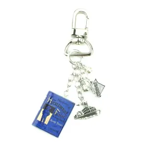 Huckleberry Finn Blue First Edition Clay Mini Book Key Chain Ring Bag Purse Backpack Clip Clasp