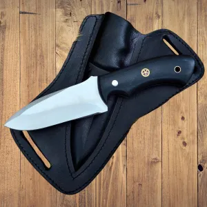Hunting Knife 1075 Carbon Steel and Micarta Handle - Fixed Blade Made Camping Knives - Bushcraft Knife - Survival Knives with Leather Sheath