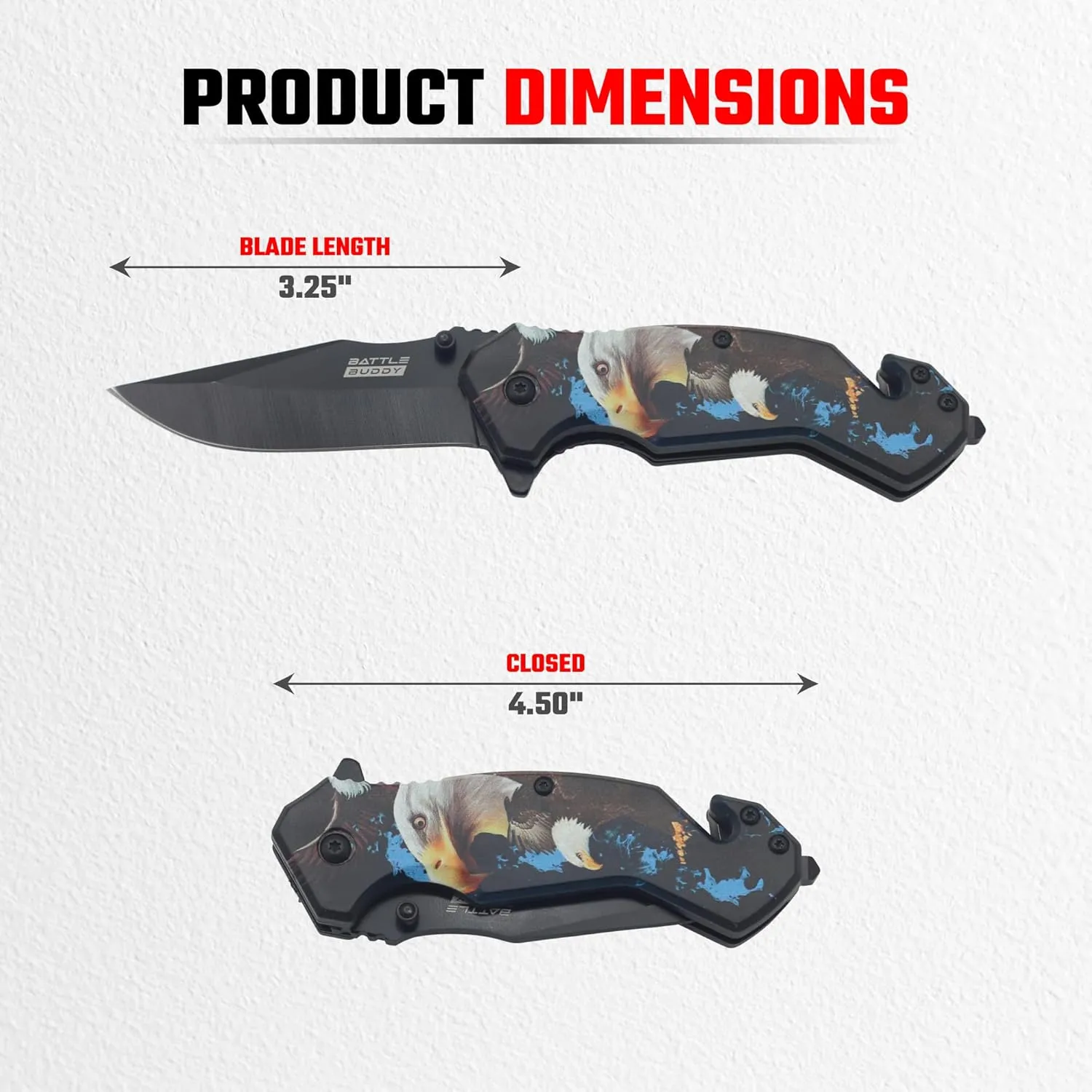 Hunting Knife - American Patriotic Camping Knife - America Folding Pocket Knife - 420 Stainless Steel With Cool Design & American Flag Knives Artwork For Collectors & Enthusiasts