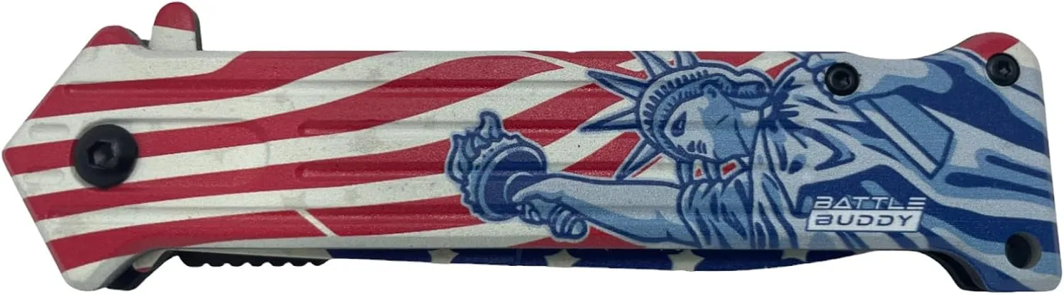 Hunting Knife - American Patriotic Camping Knife - America Folding Pocket Knife - 420 Stainless Steel With Cool Design & American Flag Knives Artwork For Collectors & Enthusiasts