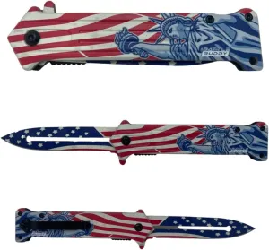Hunting Knife - American Patriotic Camping Knife - America Folding Pocket Knife - 420 Stainless Steel With Cool Design & American Flag Knives Artwork For Collectors & Enthusiasts