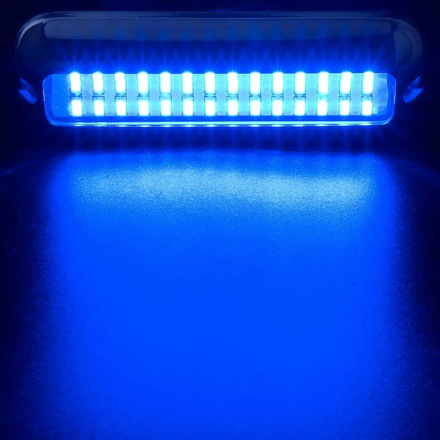 HUSUKU Mid (2.0) 42LED 1500LM Marine Led Lights for Boat Underwater (Blue), 2PCS, 5.1inch, IP68, 316 Stainless Steel, Surface Mount for Yacht Pontoon Sailboat Kayak Skiff Bass Boat Fishing