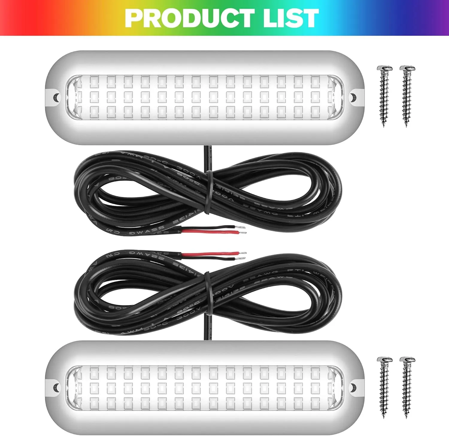HUSUKU Mid (2.0) 42LED 1500LM Marine Led Lights for Boat Underwater (Blue), 2PCS, 5.1inch, IP68, 316 Stainless Steel, Surface Mount for Yacht Pontoon Sailboat Kayak Skiff Bass Boat Fishing