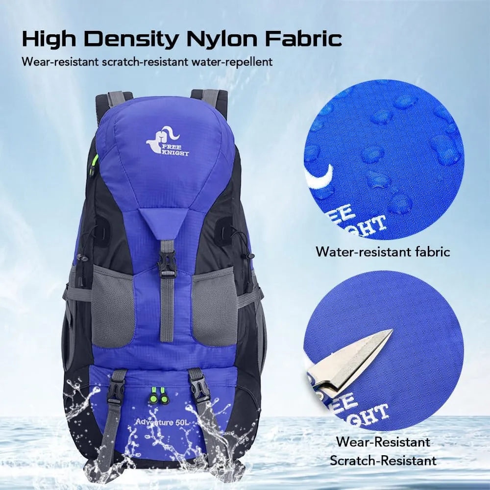 HXBER 50L Hiking Backpack Water-Resistant Camping Backpack Bag Daypack for Backpacking Traveling Trekking Climbing