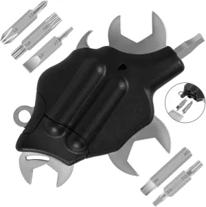 HXBER Wrench,Portable Animal Shape Multi-purpose Combination Tools Keychain Multi-tools 6-in-1 Multifunctional Wrench & Drill Bit Kit Screwdriver Bits & Inner Hexagon Wrench Bottle Opener Portable for