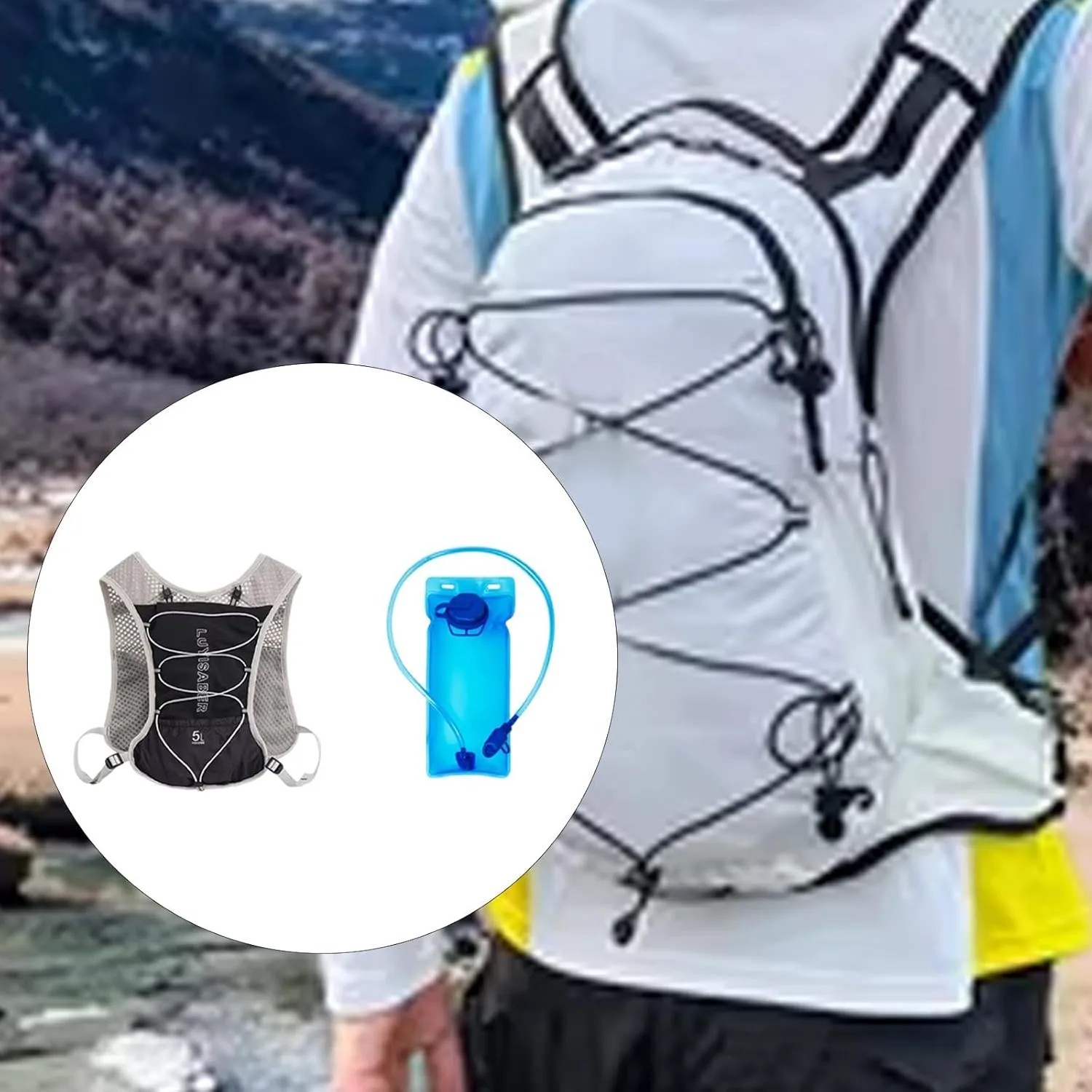 Hydration Backpack Hydration Pack with 2L Hydration Bladder Reflective Lightweight Vest Water Daypack for Mountain Climbing