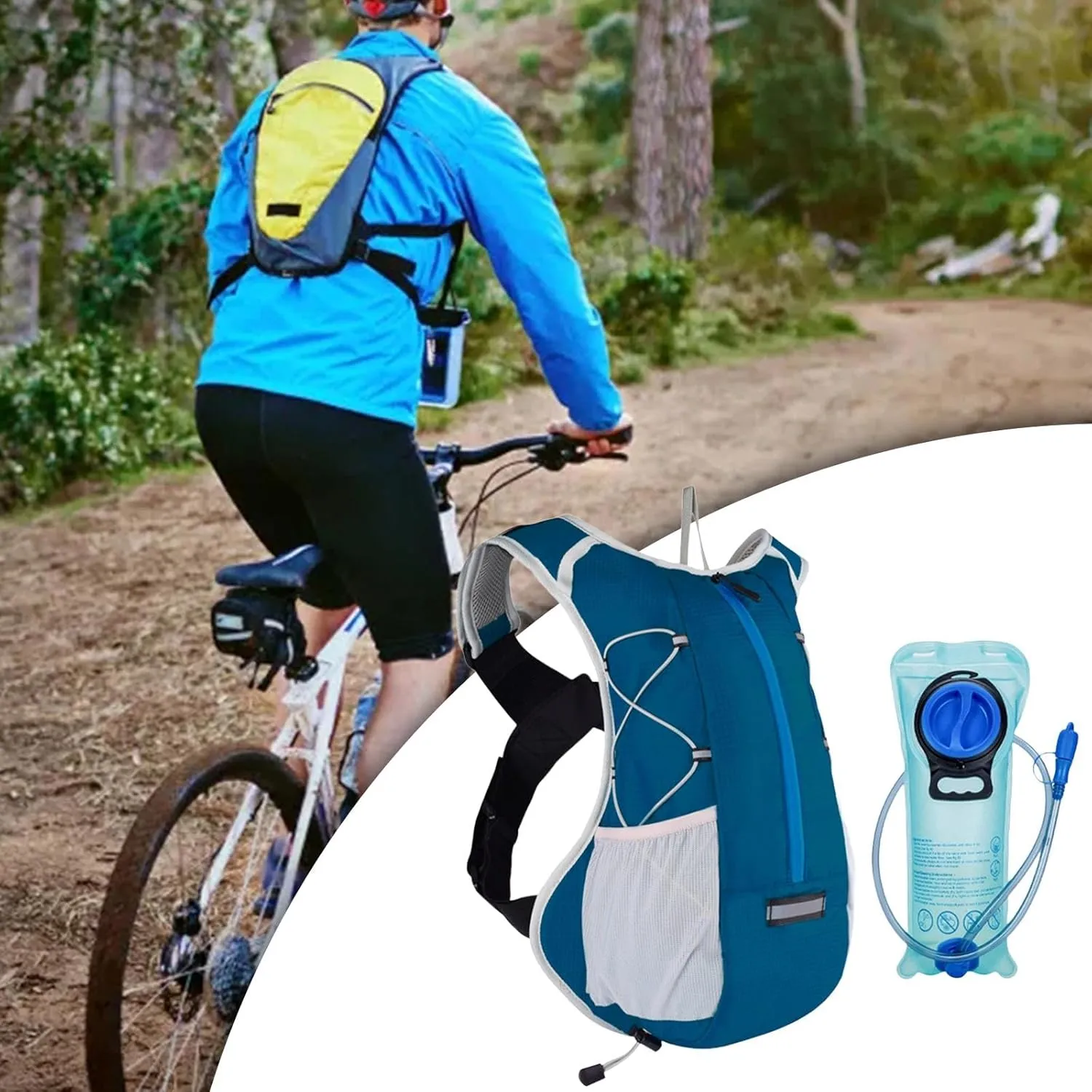 Hydration Backpack Pack with 2L Leakproof Water Bladder, Large Storage Lightweight Hiking Daypack for Running, Biking