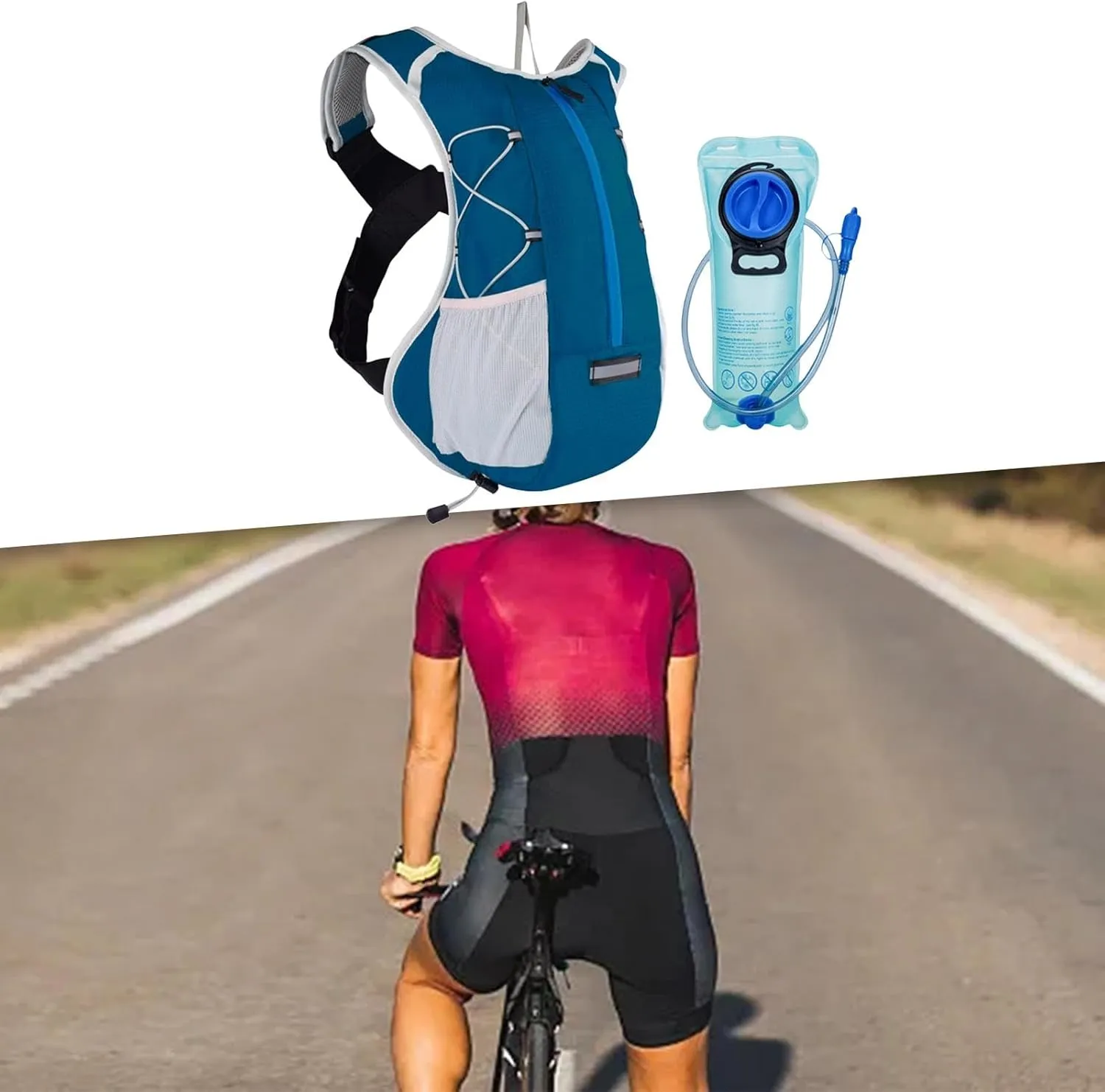 Hydration Backpack Pack with 2L Leakproof Water Bladder, Large Storage Lightweight Hiking Daypack for Running, Biking