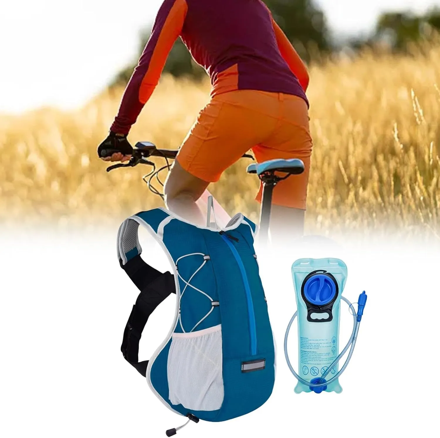 Hydration Backpack Pack with 2L Leakproof Water Bladder, Large Storage Lightweight Hiking Daypack for Running, Biking