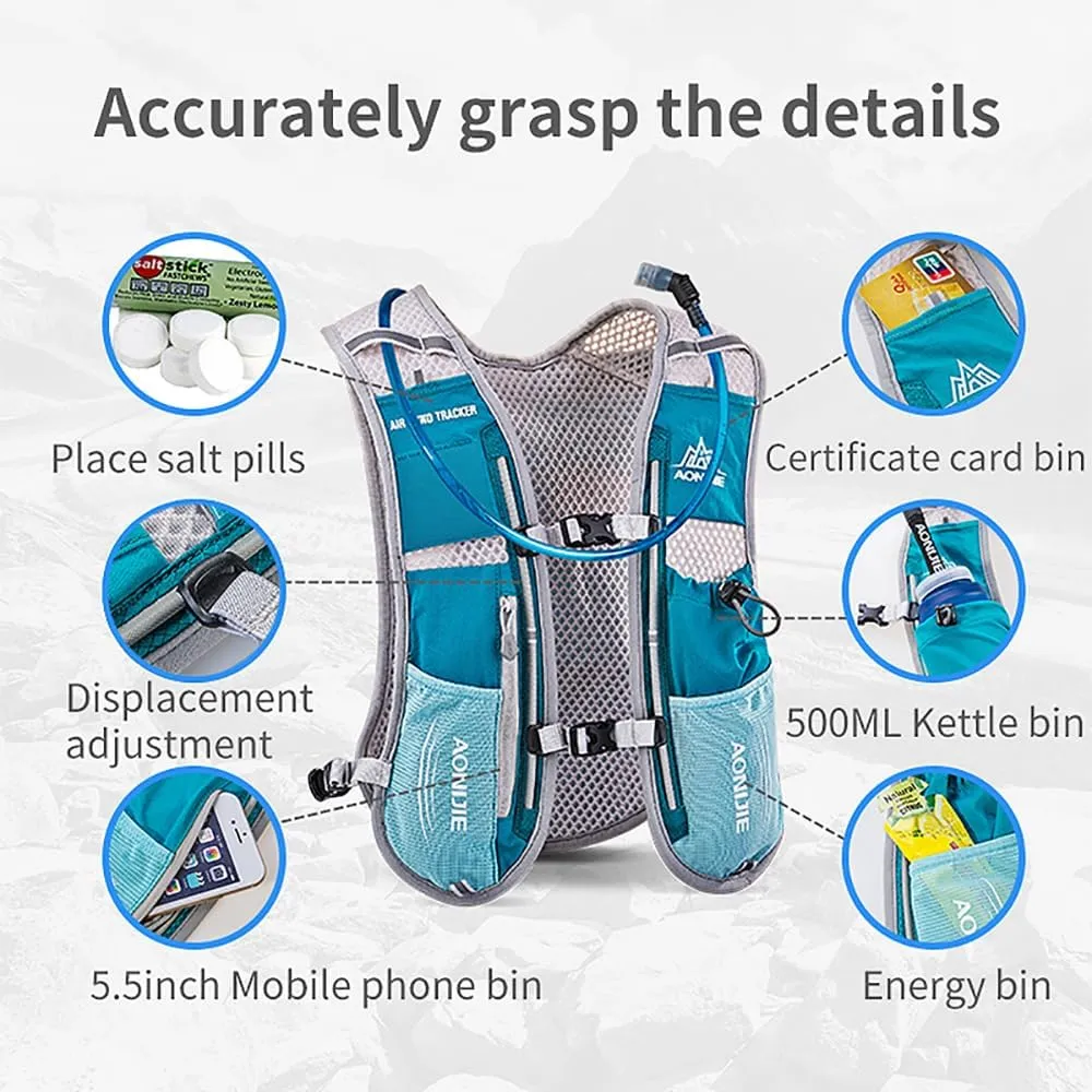 Hydration Backpack Vest, 5L Breathable and Lightweight Multifunctional Camping Backpack for Triathlon Marathon Hiking Cycling Climbing Running