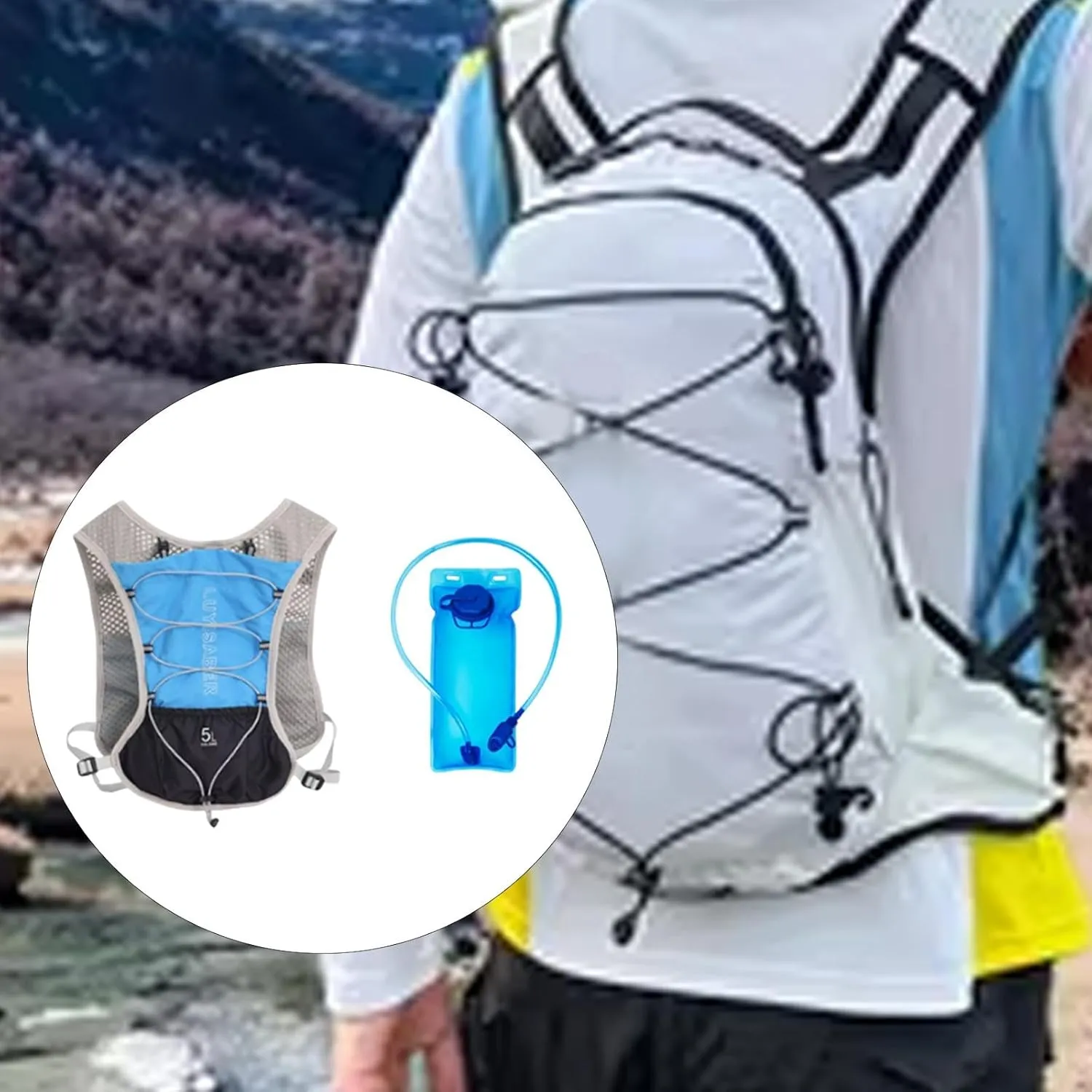 Hydration Backpack Water Daypack with 2L Hydration Bladder Rucksack Vest Hydration Pack for Running Camping Race Biking