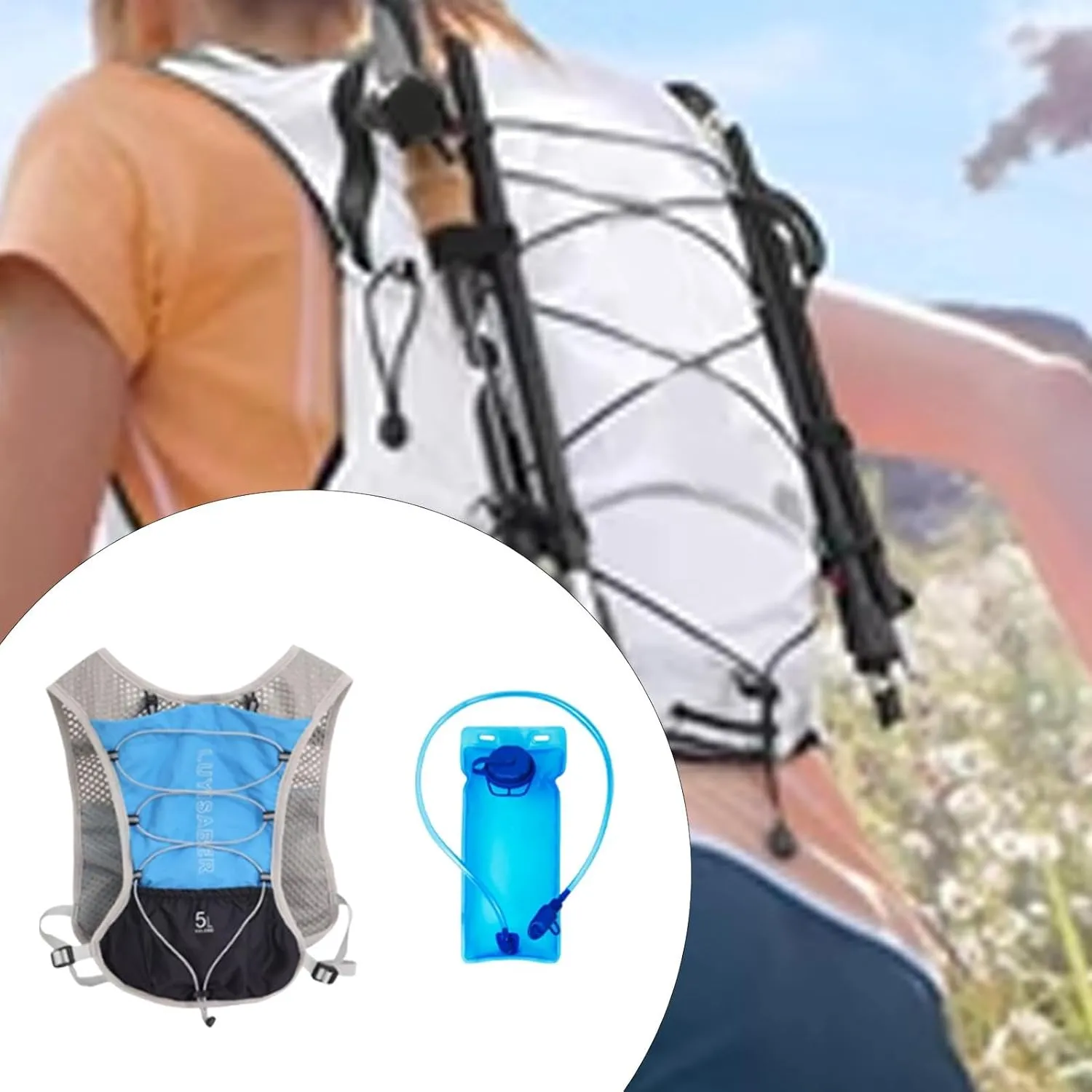 Hydration Backpack Water Daypack with 2L Hydration Bladder Rucksack Vest Hydration Pack for Running Camping Race Biking