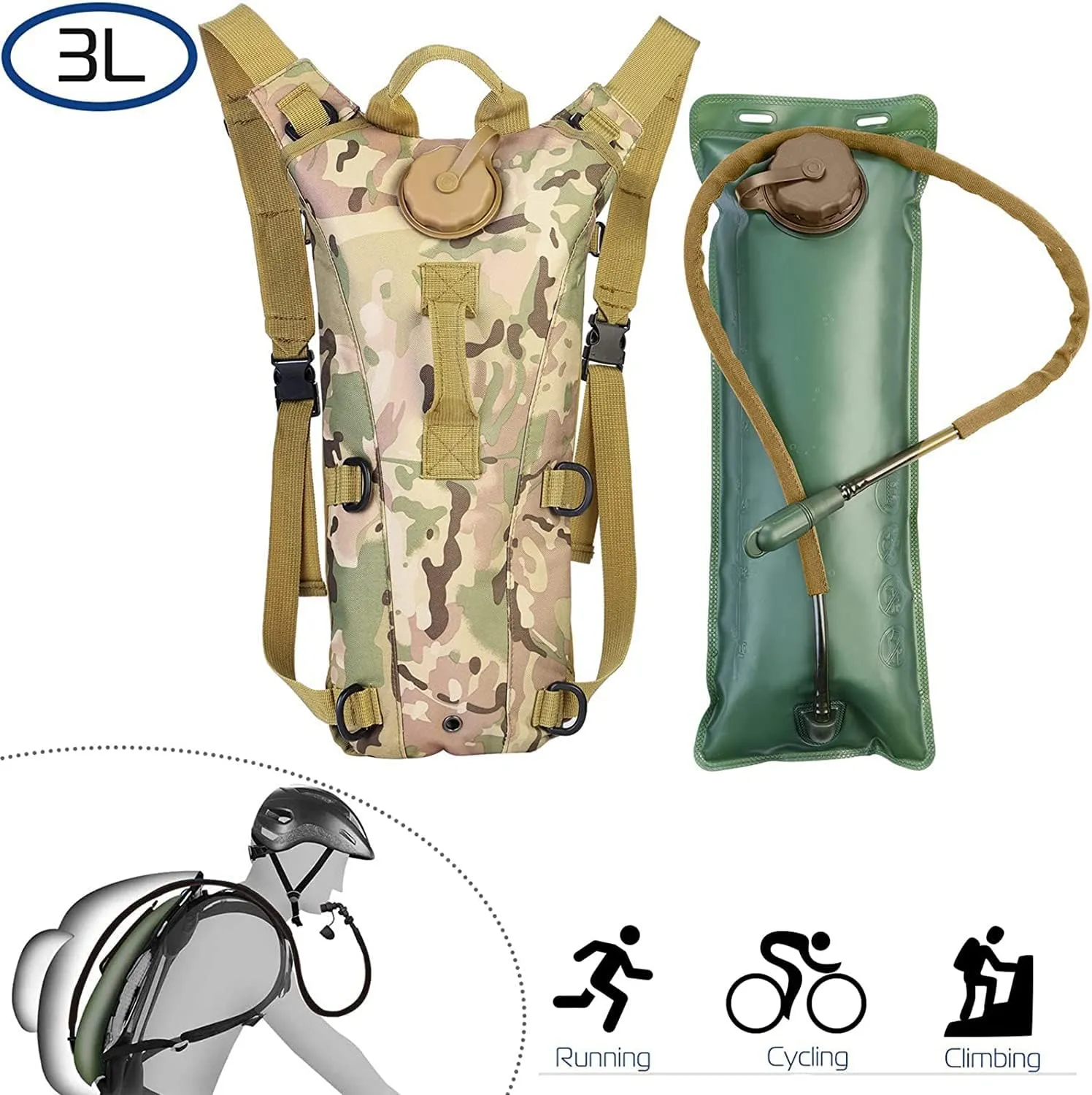 Hydration Backpack,Hydration Pack,Water Bladder for Hiking Backpack,Water Backpack for Hiking,3L Water Bladder Adjustable Water Drink Backpack for Hiking Cycling Climbing Running (8)