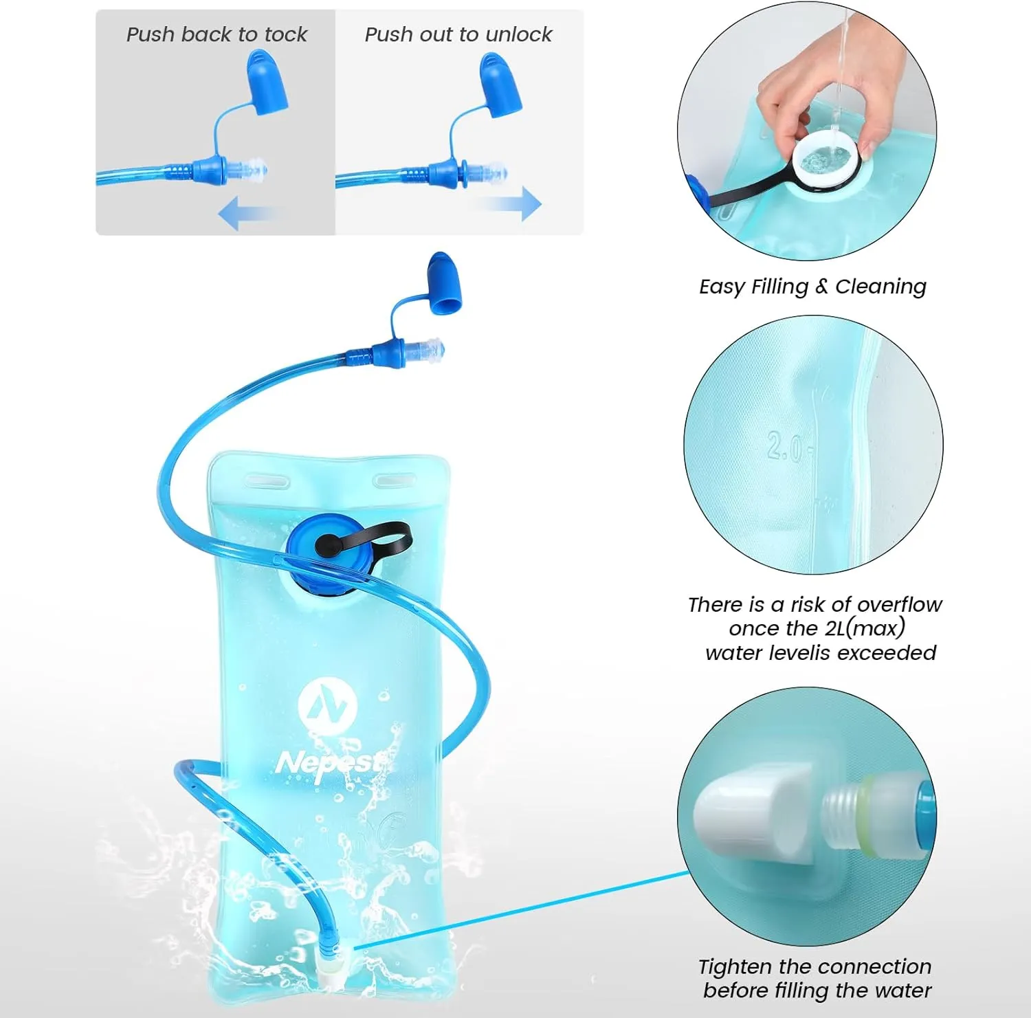 Hydration Pack Backpack for Women & Men, Lightweight Water Backpack with 2L Water Bladder for Hiking Cycling Running Biking