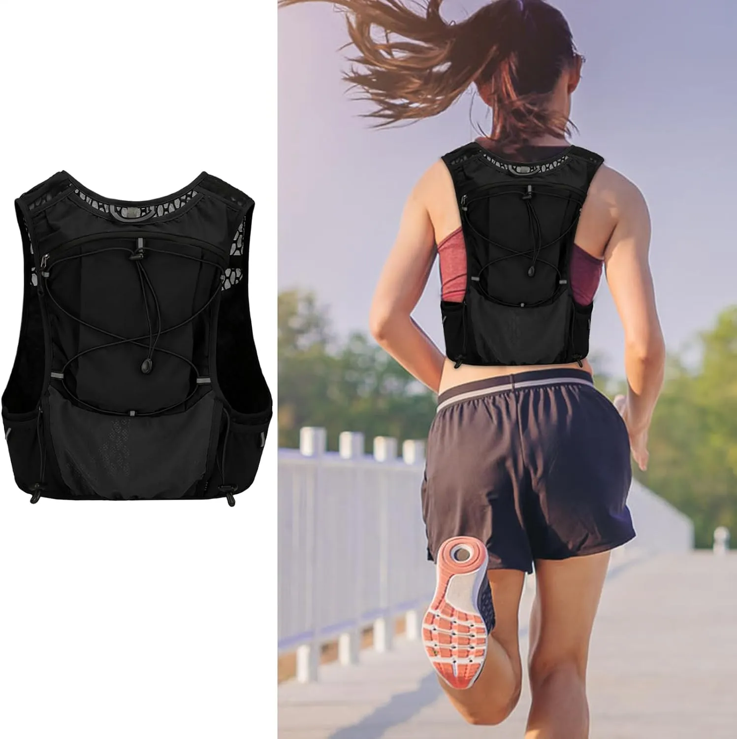 Hydration Vest - Lightweight Running Gear, Outdoor Water Backpack | Leakproof Bladder Daypack with Breathable Mesh for Men and Women, Ideal for marathun Trail Running Hiking and Cycling Trips