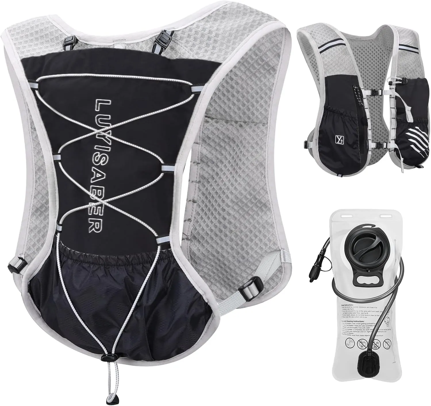 Hydro Pack Running Vest for Men Women, Hydration Backpack with 2L Water Badder, Lightweight Water Vest