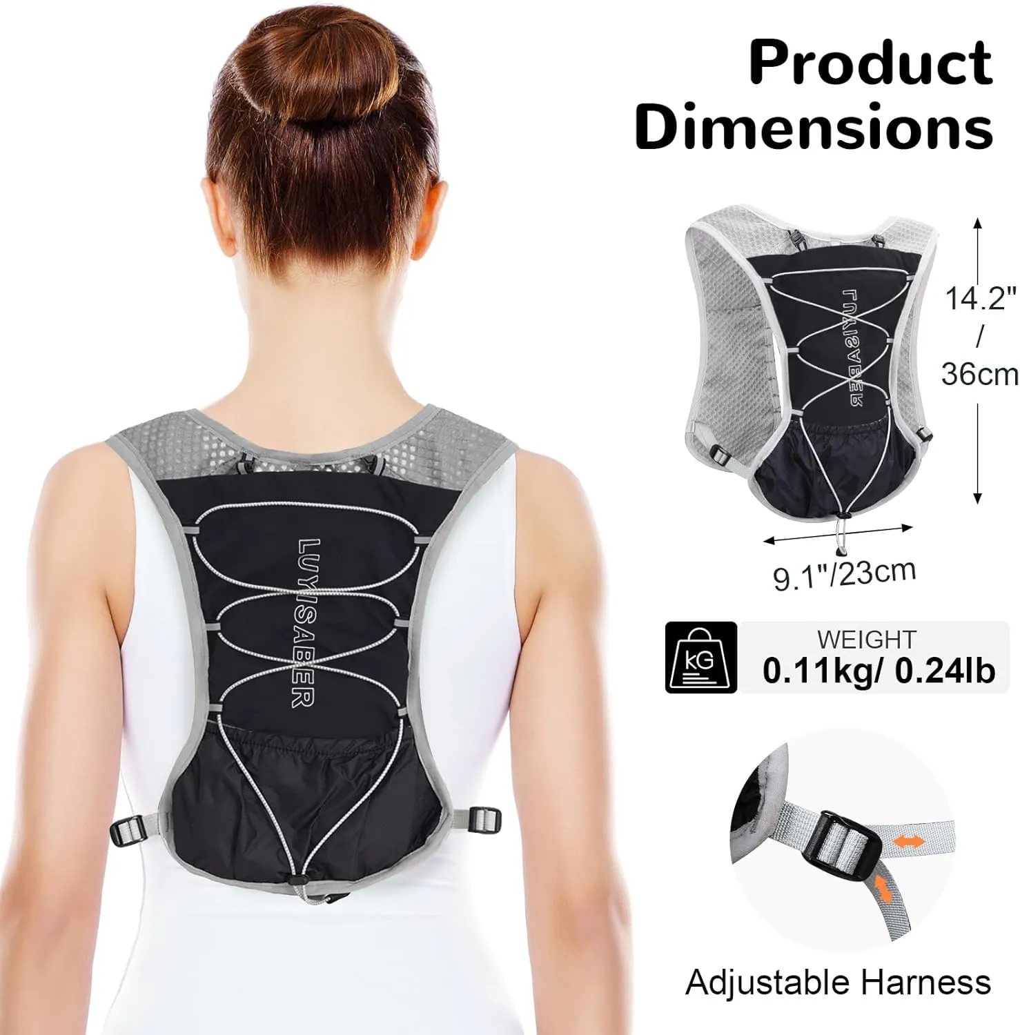 Hydro Pack Running Vest for Men Women, Hydration Backpack with 2L Water Badder, Lightweight Water Vest