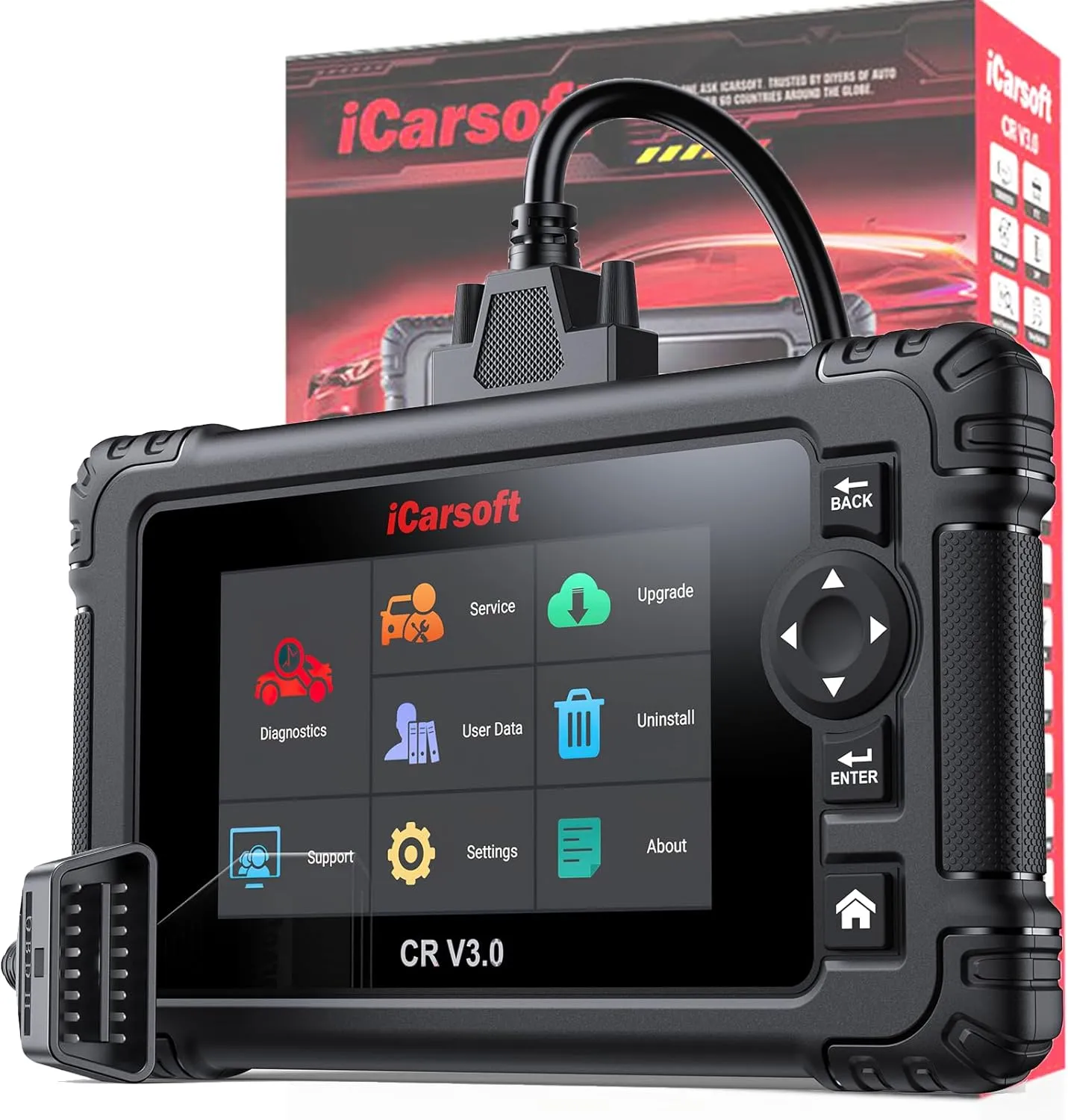 iCarsoft CR V3.0 (2025) Scan Tool Bidirectional OBD2 Scanner Diagnostic Tool 45 Reset,All System Diagnose, Active Test, Battery Test for All Cars-10 Free Diagnostic-Software Installation