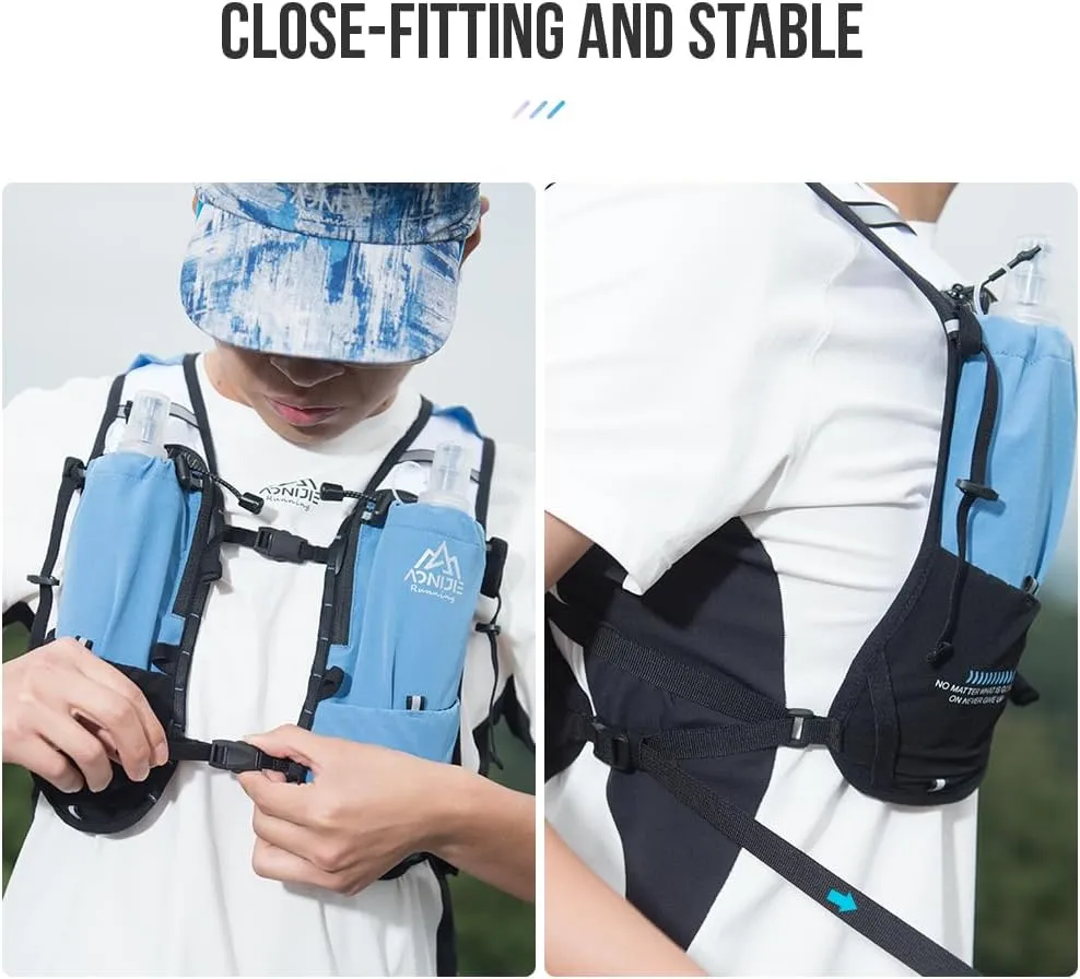ICE FLAME Hydration Backpack Vest, 5L Multifunctional Outdoor Running Backpack fit 6.8 Inches Phone for Marathon Training, Hiking, Trail and Walking