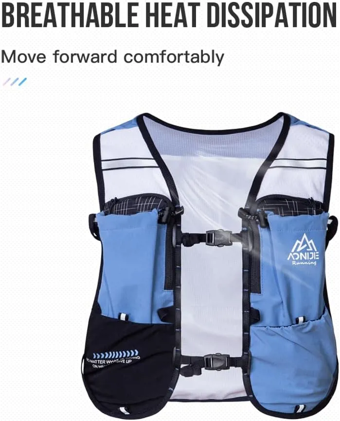 ICE FLAME Hydration Backpack Vest, 5L Multifunctional Outdoor Running Backpack fit 6.8 Inches Phone for Marathon Training, Hiking, Trail and Walking
