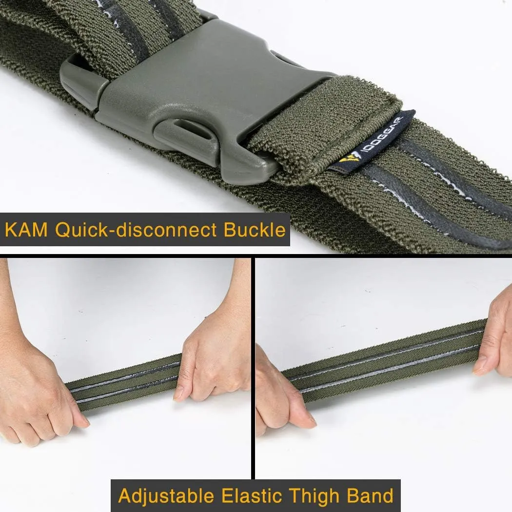 IDOGEAR Tactical Leg Strap Thigh Belt for Holster Knife Elastic Thigh Strap Outdoors EDC Leg Hanger with Quick-Release Buckle