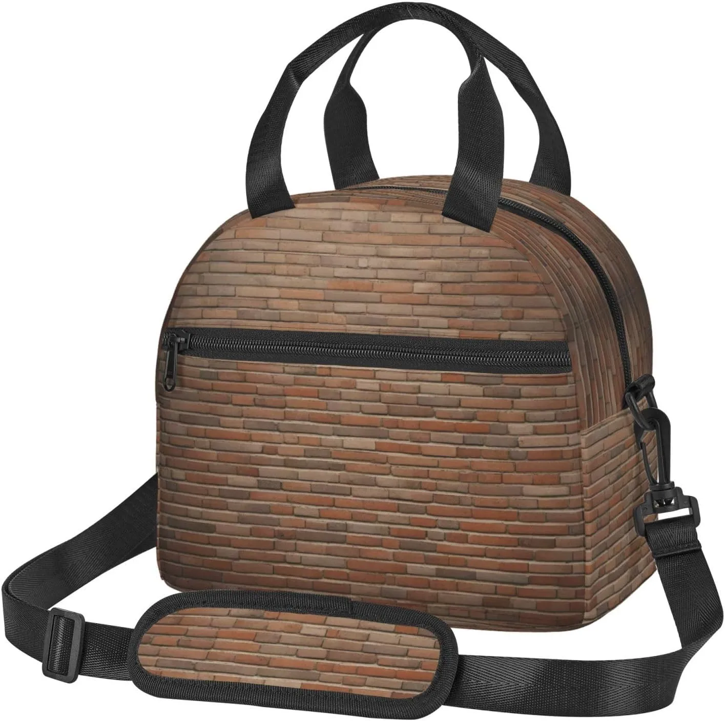 Industrial Brick Wall Background Print Lunch Bag Tote Reusable Lunch Box Container with Shoulder Strap Work Picnic Adult